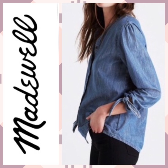 Madewell Tops - Madewell Denim Chambray button down w/tie sleeves